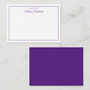 Modern Minimal Cursive Script Purple Note Card