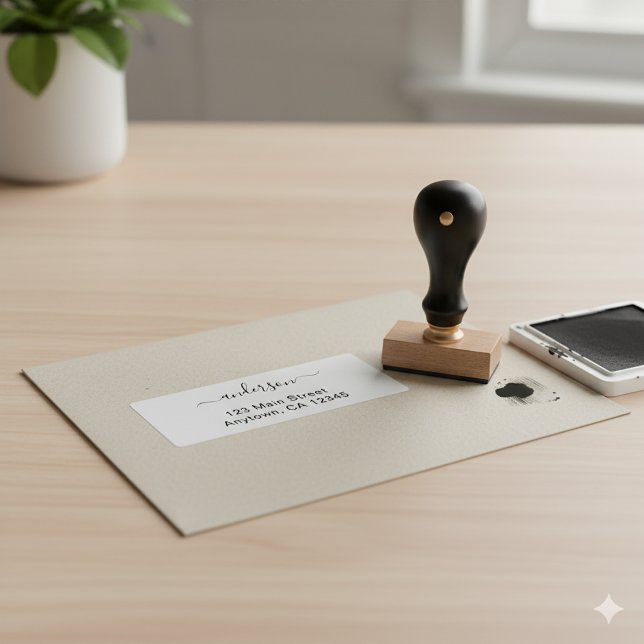 Modern Minimal Custom Address Wood Stamp Design (Creator Uploaded)