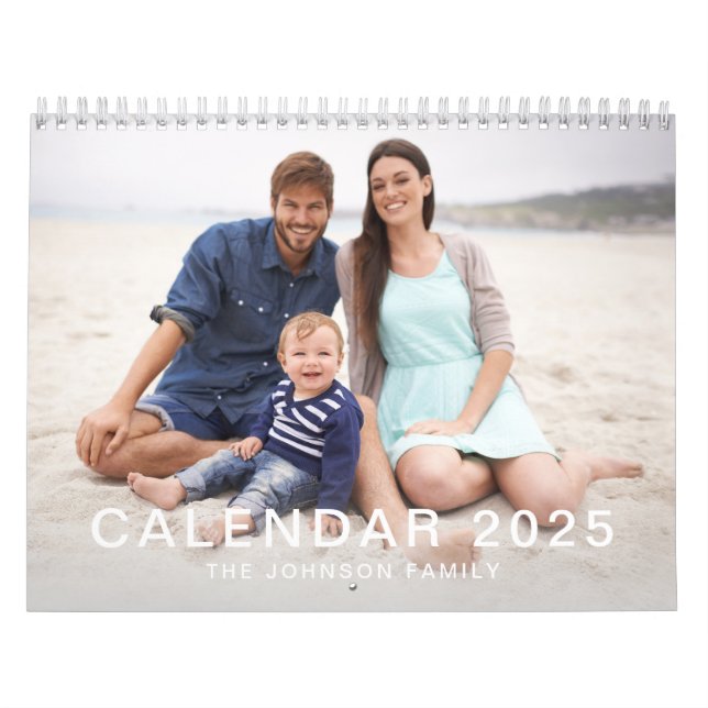 Modern Minimal Custom Family Pictures Photo Calendar (Cover)