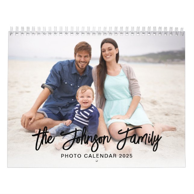 Modern Minimal Custom Family Pictures Photo Calendar (Cover)