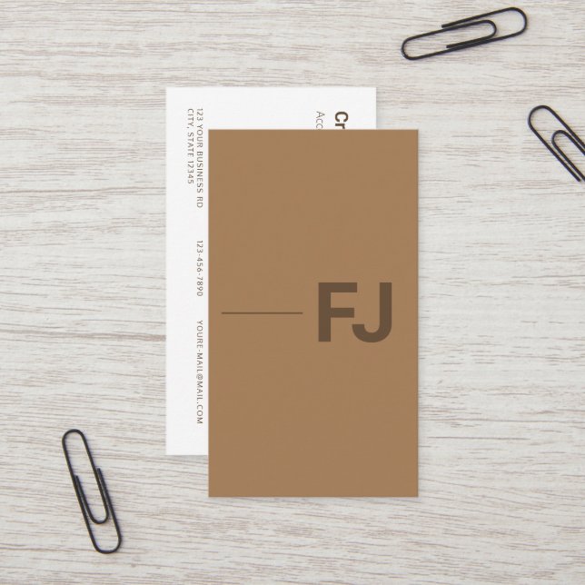 Modern Minimal Custom Logo Simple Dark Brown Business Card (Front/Back In Situ)