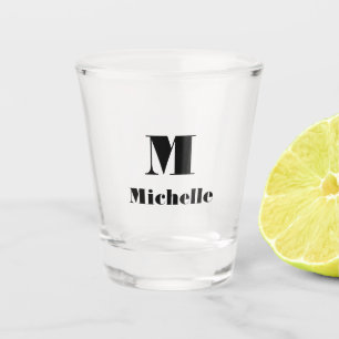 Modern Minimal Custom Name Initial Solid Colour  Shot Glass