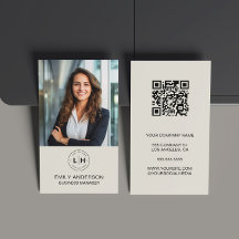 Modern Minimal Custom Photo Logo QR Business Card