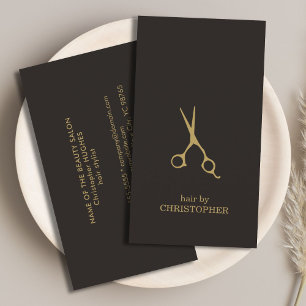 Modern Minimal Dark Faux Gold Hair Stylist Business Card