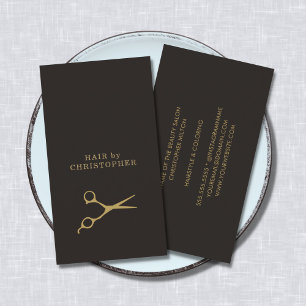 Modern Minimal Dark Faux Gold Hair Stylist Business Card