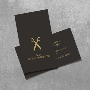 Modern Minimal Dark Faux Gold Hair Stylist Business Card
