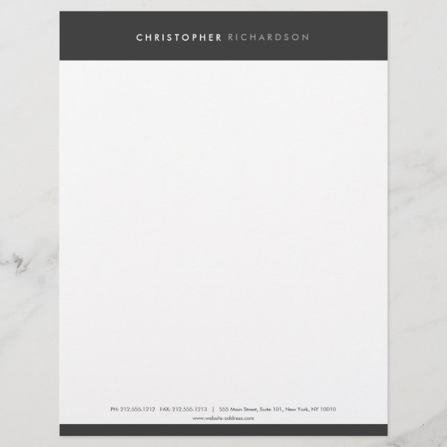 MODERN & MINIMAL Dark Grey Letterhead (Front)