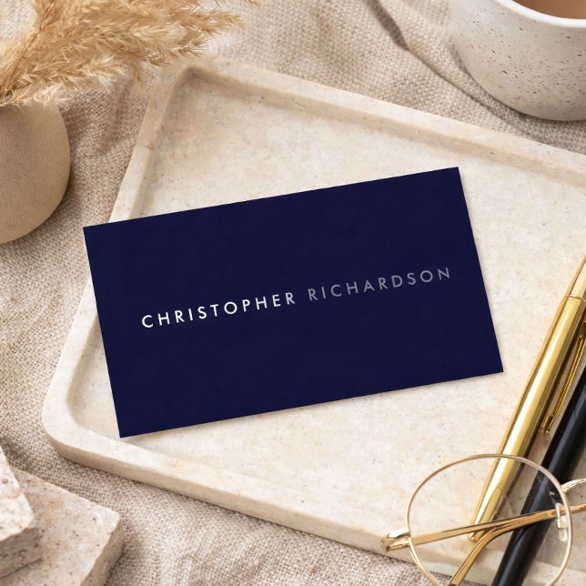 MODERN & MINIMAL Dark Navy Blue Business Card (Creator Uploaded)