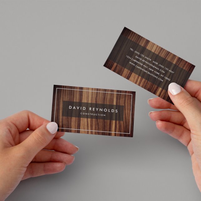 MODERN & MINIMAL DARK WOOD - CONSTRUCTION BUSINESS CARD (Creator Uploaded)