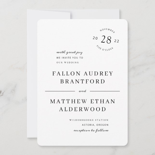 Modern Minimal Date Seal Wedding Invitation (Front)
