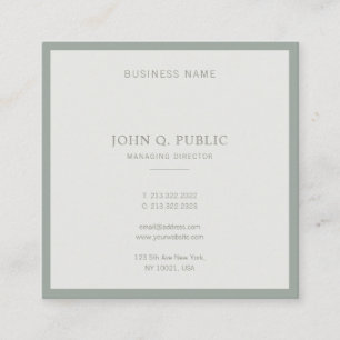 Modern Minimal Design Elegant Green Sophisticated Square Business Card