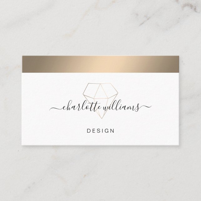 Modern Minimal Diamant Salon Visitenkarte  Busines Business Card (Front)