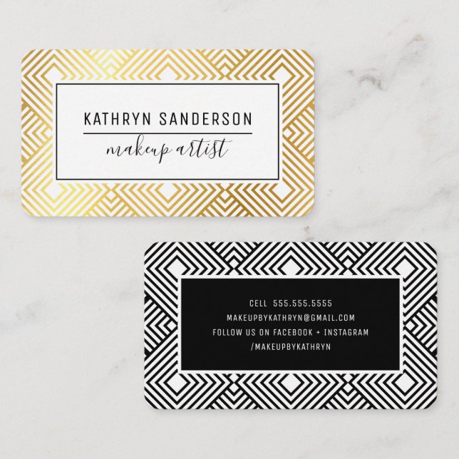 MODERN MINIMAL DIAMOND pattern simple gold foil Business Card (Front/Back)