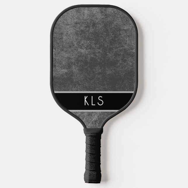 Modern Minimal Distressed Orange & Aqua Monogram Pickleball Paddle (Back)