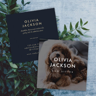Modern Minimal Dog Sitter Trainer Dog Sitter Square Business Card