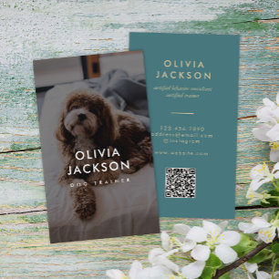 Modern Minimal Dog Trainer Pet Sitter QR Code Business Card