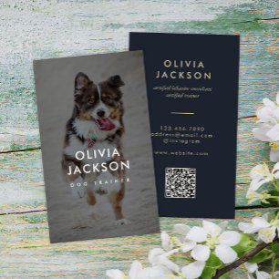 Modern Minimal Dog Trainer Pet Sitter QR Code Business Card