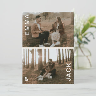 Modern minimal double photo save the date invitation