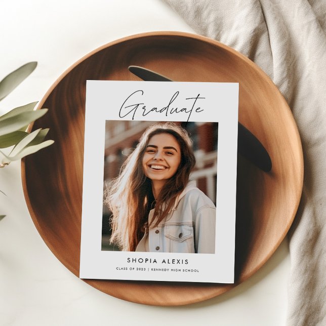 Modern Minimal Double Sided Photo Graduation Party Invitation Postcard (Creator Uploaded)