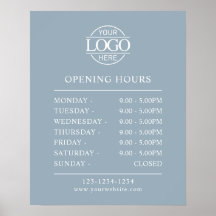 Modern Minimal Dusty Blue  Business Opening Hours