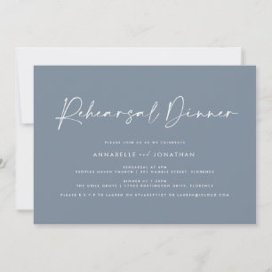 Modern Minimal dusty blue Wedding Rehearsal Dinner Invitation