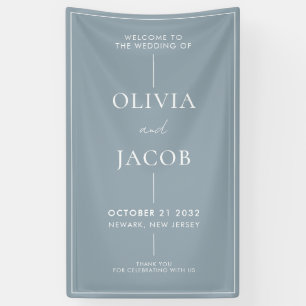 Modern Minimal Dusty Blue Wedding Welcome Banner
