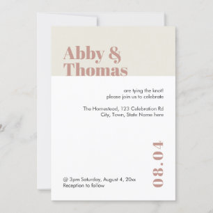 Modern Minimal Dusty Pink Blush Stylish Wedding Invitation