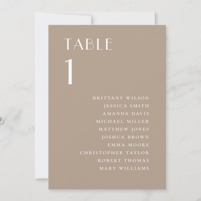 Modern Minimal Dusty Taupe Wedding Seating Chart Invitation (Front)