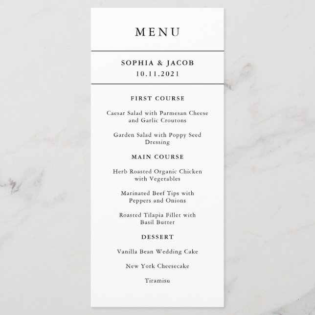 Modern Minimal | Editable Colour Border Menu (Front)