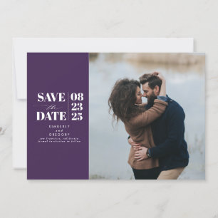 Modern Minimal Eggplant Purple Save the Date Photo