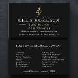 Modern Minimal Electrician Black Gold Business Card<br><div class="desc">Promote your electrician business with this modern minimal black and gold business card,  featuring a clean,  professional layout that highlights your contact details and logo. The sleek contrast of black and metallic tones projects reliability and sophistication. Perfect for tradespeople who value precision and style. Print-ready and fully editable template.</div>