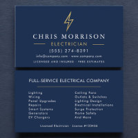 Modern Minimal Electrician Navy Blue Gold