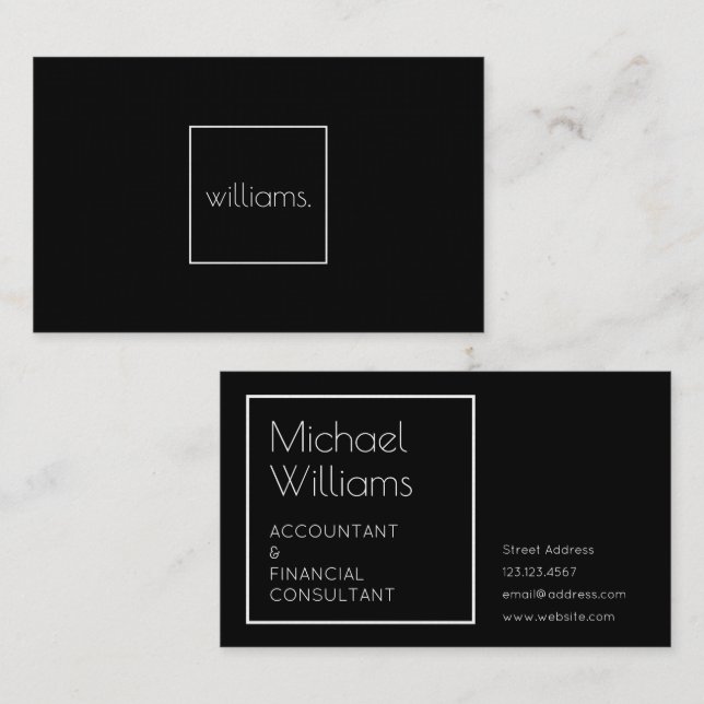 Modern minimal elegance black elite business card (Front/Back)