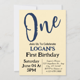 Modern Minimal Elegant  1st Birthday Photo  Invitation