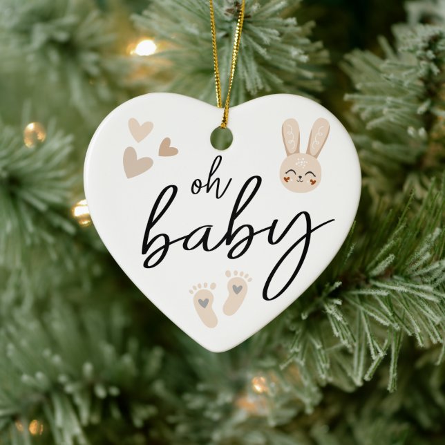 Modern Minimal Elegant Baby Announcement Pregnancy Ceramic Tree Decoration (Tree)