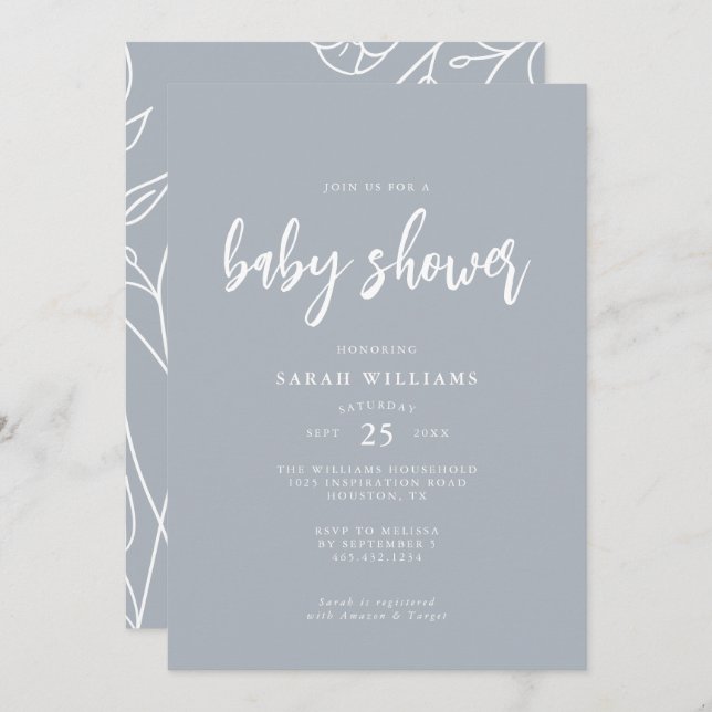 Modern Minimal Elegant Baby Shower | Invitation (Front/Back)