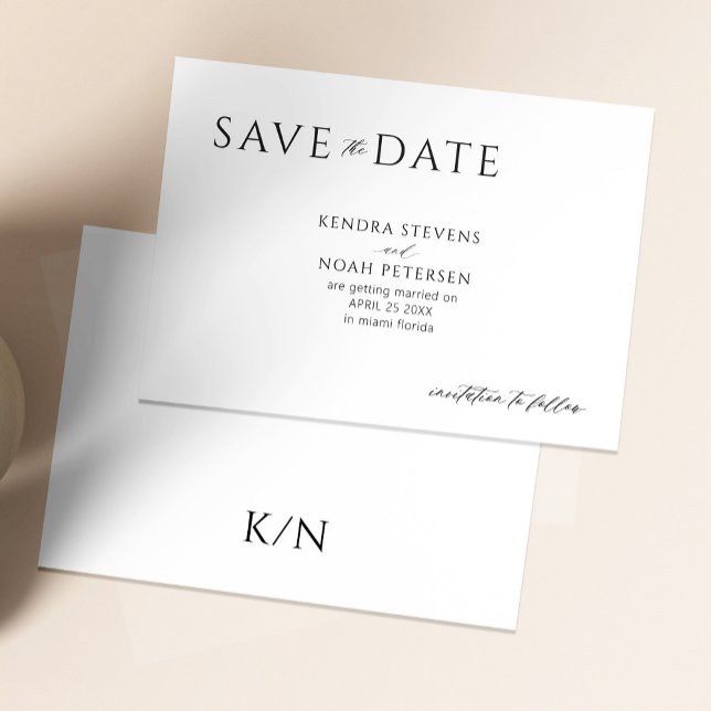Modern minimal elegant black and white wedding save the date (Creator Uploaded)