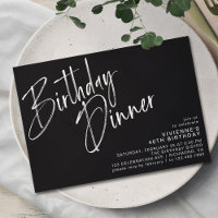 Modern Minimal | Elegant Black Birthday Dinner