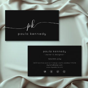 Modern Minimal Elegant Black Monogram Business Card