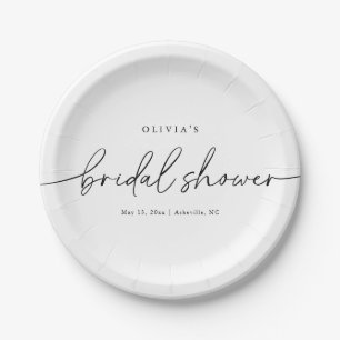 Modern Minimal Elegant Bridal Shower  Paper Plate
