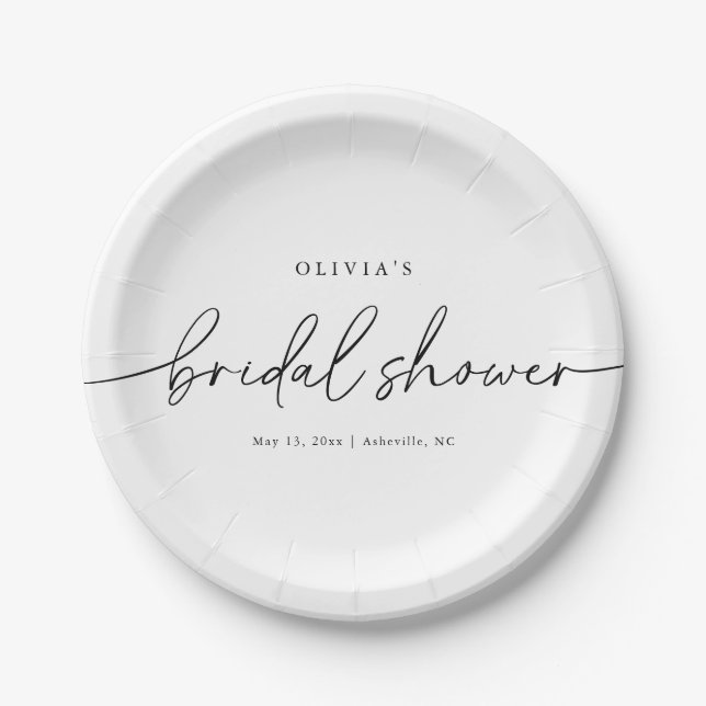 Modern Minimal Elegant Bridal Shower  Paper Plate (Front)