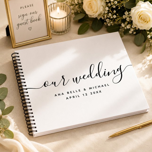 Modern Minimal Elegant Calligraphy Wedding Guest Notebook (Creator Uploaded)
