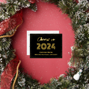 Modern Minimal Elegant Cheers to Foil Holiday Postcard