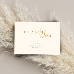Modern Minimal Elegant Copper Typography Wedding Thank You Card