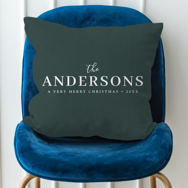 Modern Minimal Elegant | Dark Forest Green Name Cushion (Creator Uploaded)