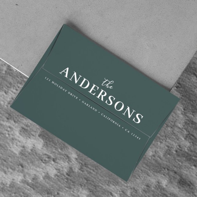 Modern Minimal Elegant | Dark Forest Green Name Envelope (Creator Uploaded)