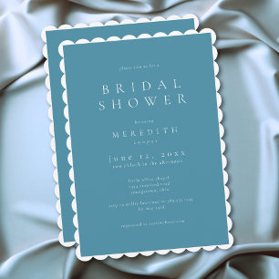 Modern Minimal Elegant French Blue Bridal Shower Invitation
