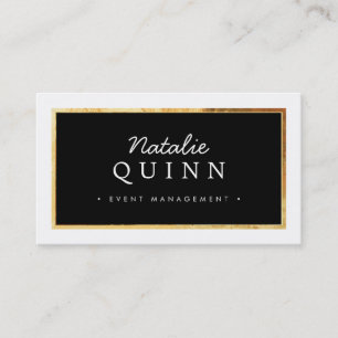 MODERN MINIMAL elegant gold border black and white Business Card