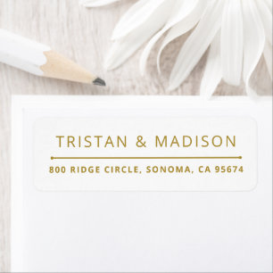 Modern Minimal Elegant Gold White Return Address