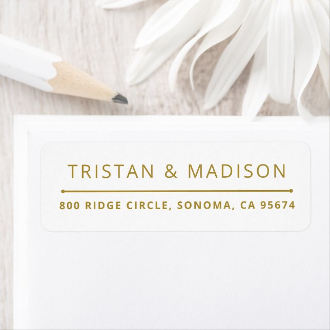 Modern Minimal Elegant Gold White Return Address (Insitu)